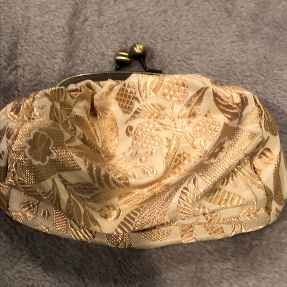 Small, gold, brocade clutch